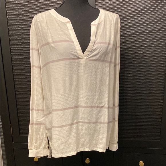 LOFT Tops - LOFT Cream and Tan Relaxed Long Sleeve Tunic